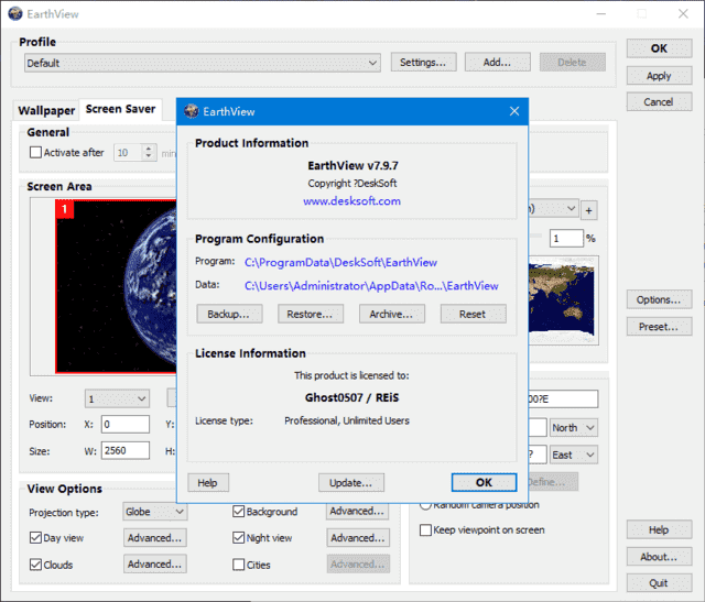 EarthView(提供卫星地球照片作为壁纸) v7.16.2 便携版